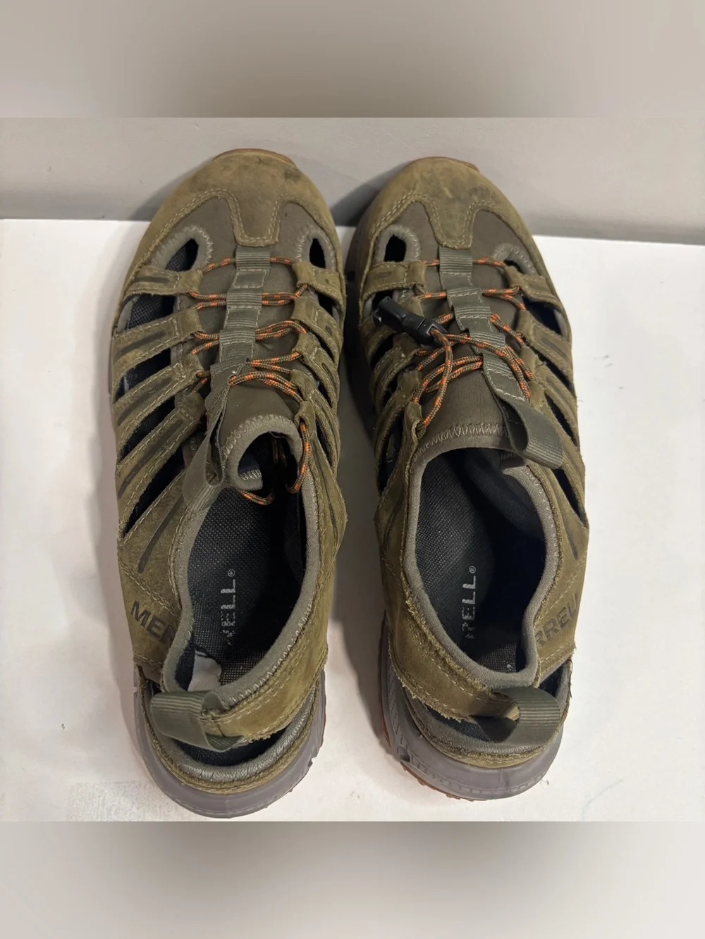 MERRELL Hydrotrekker Water Sandal Men’s 9 Seal Brown Distressed Leather Hiking